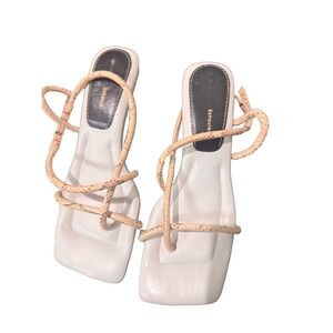 PROENZA SCHOULER white shoes 39 9 US python leather strap sandels